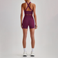 Wholesale Cross-Back Sports Bra & High-Waist Biker Shorts Set – Naked-Feel Quick-Dry Yoga 2-Piece