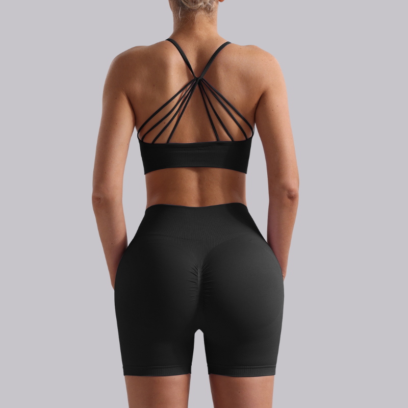 Seamless beautiful back bra + shorts two-piece set
