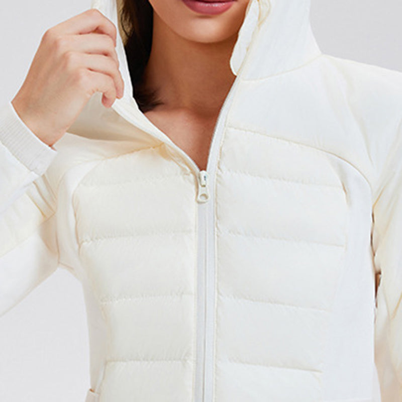Slim and lightweight down jacket with hood