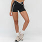 Women's contrasting color high-waisted athletic shorts