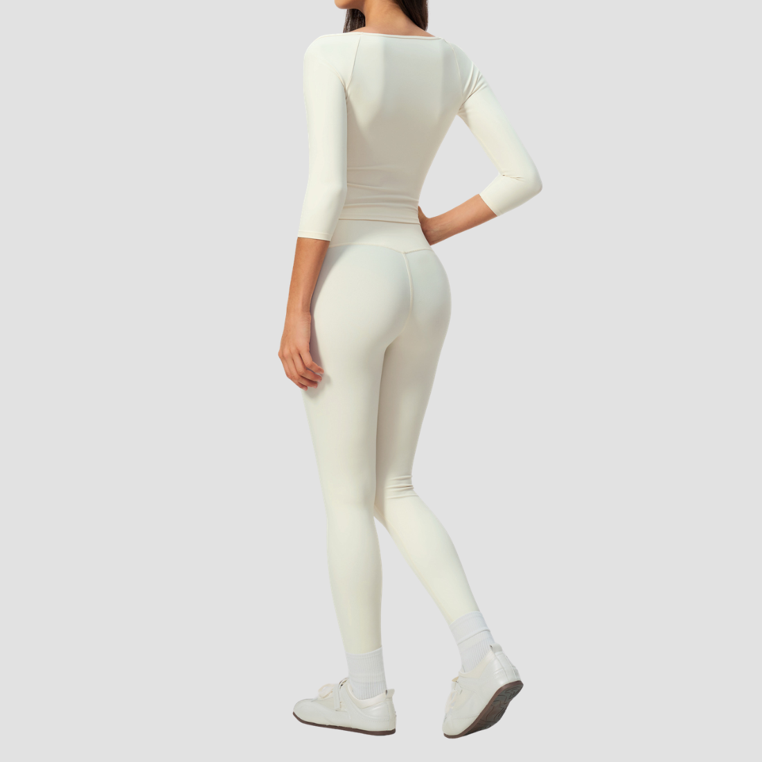 Wholesale Women High Elastic Slimming Mid sleeve T-shirt + High waist and hip lifting legging set