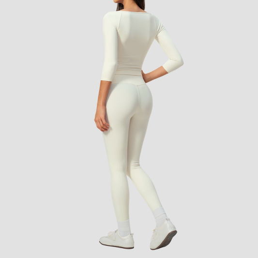 Wholesale Women High Elastic Slimming Mid sleeve T-shirt + High waist and hip lifting legging set