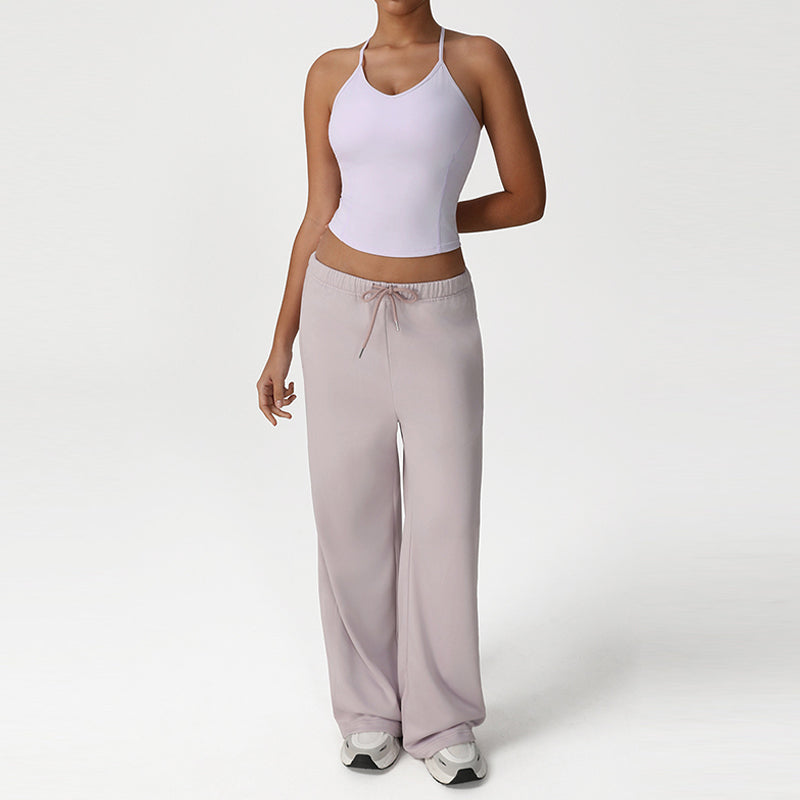 Thin Straps Crop Top + Loose Sports Pants 2-Piece Set