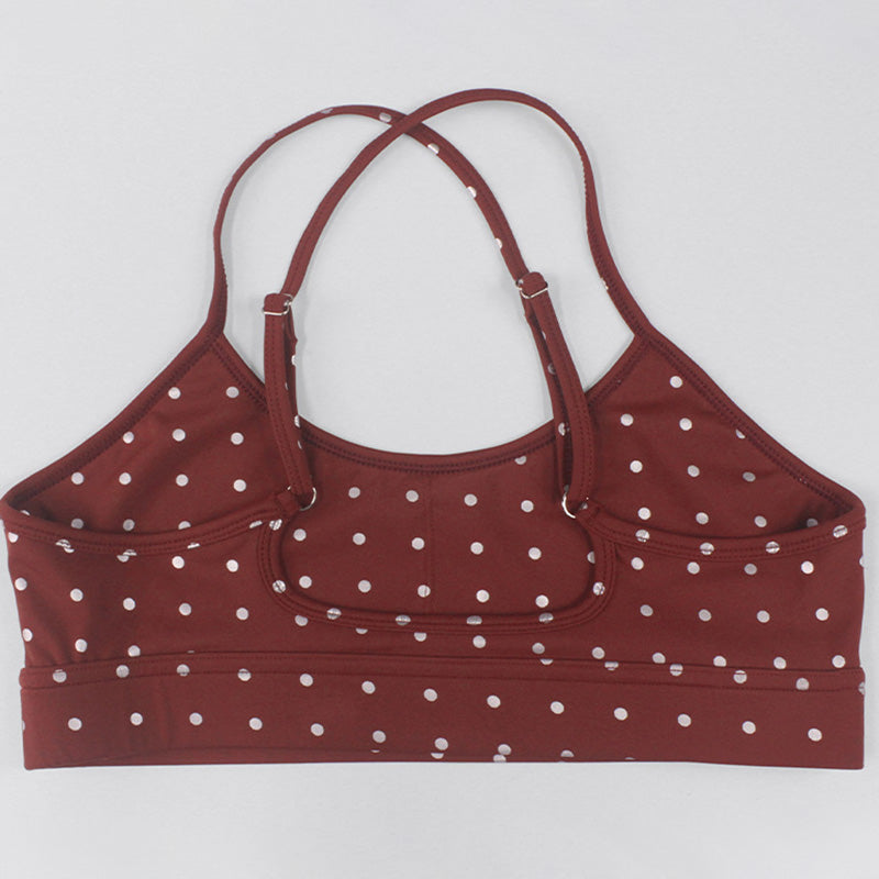 Wholesale women's back cross bra + polka dot leggings activewear set