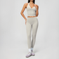 Wholesale Women's Cream-Feel Fleece Deep-V Halter Neck Tank Top & Leggings Set
