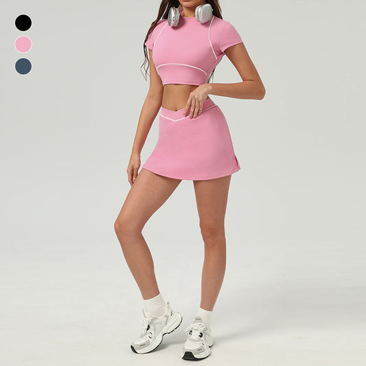 Splicing Color Crop Top + Tennis Jupe 2 pièces
