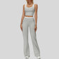 Two-piece contrasting sports tank top+port slightly flared pants 2-piece set