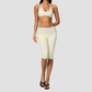 Wholesale Women's Polka Dot & Stripe Yoga Set Halter Neck Sports Bra & Capri Pants w/ Chest Pad