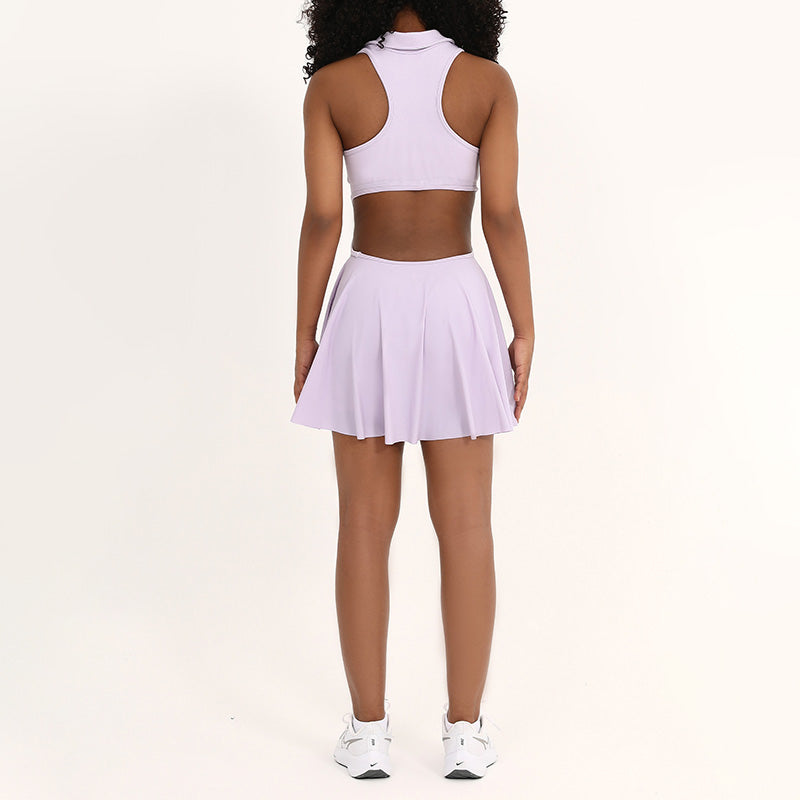 Polo Collar Cut-Out Back Tennis Dress