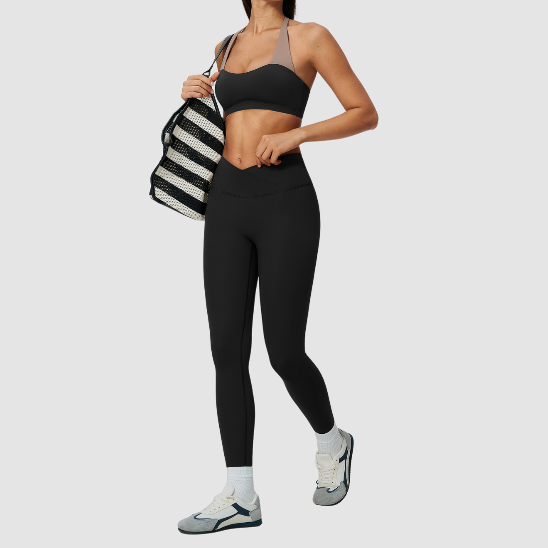 Wholesale Women's Color-Block Sports Bra & Leggings Two-Piece Set