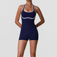 Wholesale Women's Contrast Color Sleeveless Yoga Jumpsuit – Built-In Chest Pad Tennis Fitness