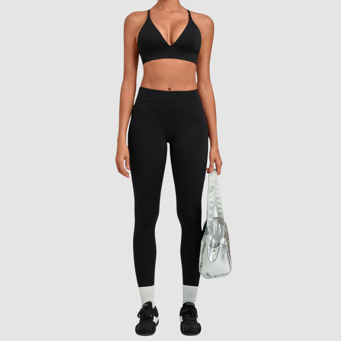 Wholesale Women’s Spliced Cami Sports Bra & Cropped Leggings Yoga Set