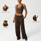 V-Neck Crop Top + Loose Sports Pants 2-Piece Set