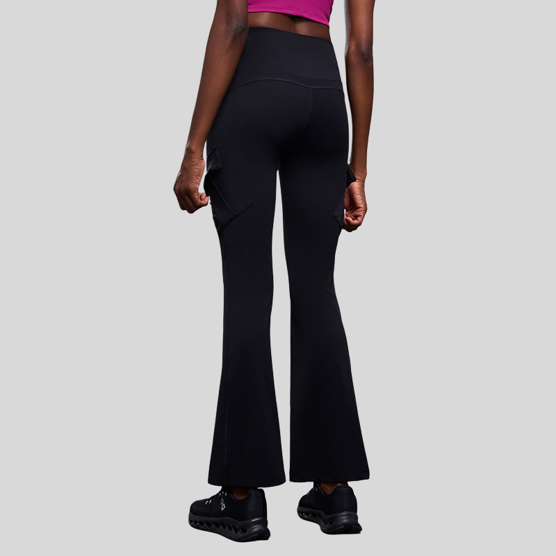 High-waisted cargo pocket flared pants