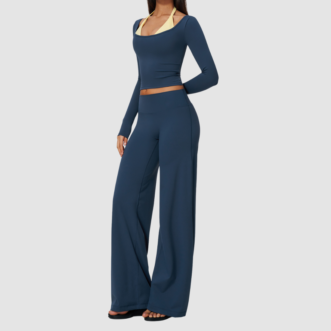 Wholesale Women’s Long-Sleeve & Wide-Leg Yoga Pants Set