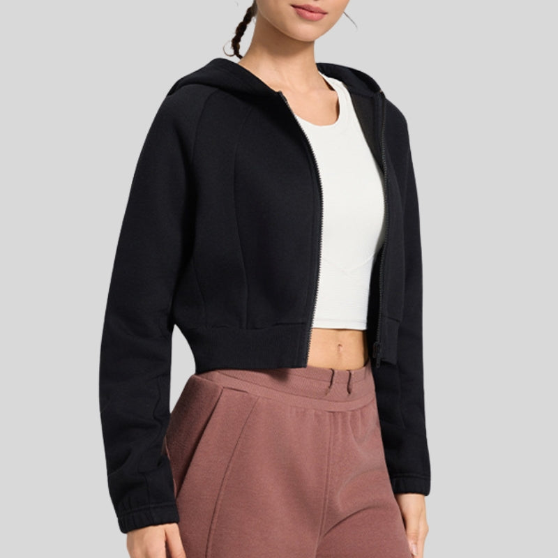 short hooded zipped jacket