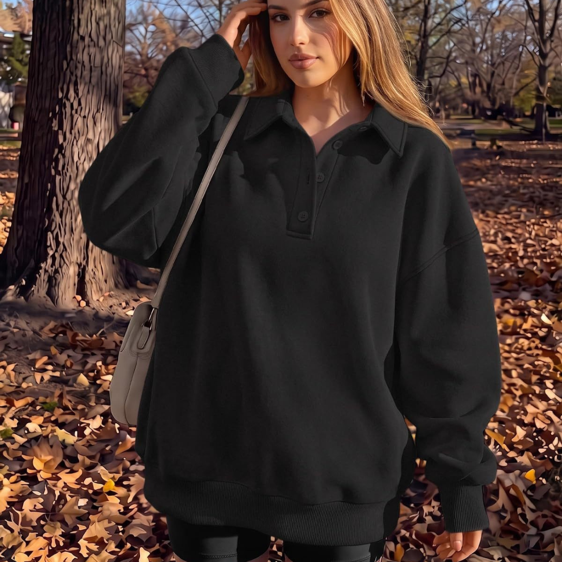Wholesale Fleece Polo Pullover – Loose Long Sleeve Sweatshirt