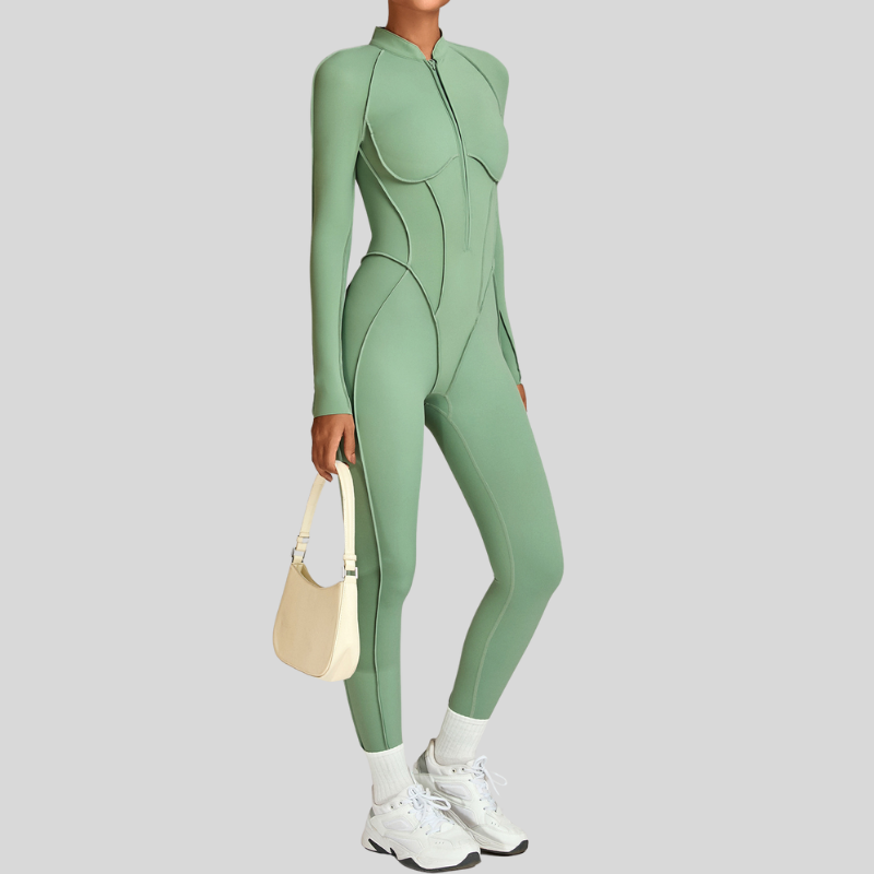 Stand-up collar zipper jumpuit