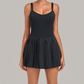 Wholesale Women's Fake Two-Piece Tennis Dress – Anti-Exposure Pleated Yoga Skirt w/ Built-in Shorts