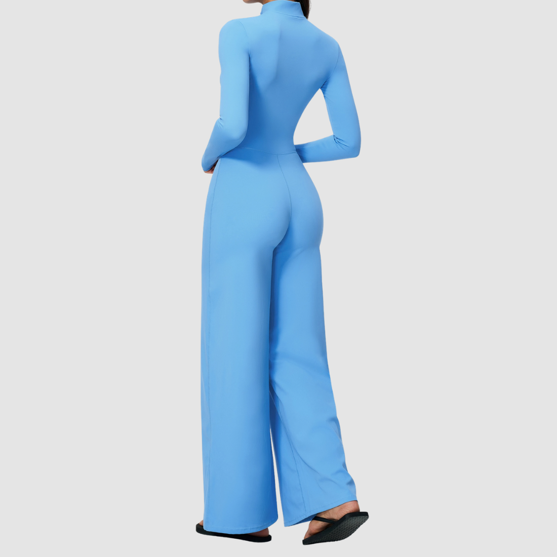 Wholesale Women's Zip-UP Long-Sleeve Wide-leg Yoga Overalls Bodysuit