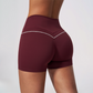 Wholesale Women's Brushed Yoga Shorts – Colorblock Tummy Control Butt Lift