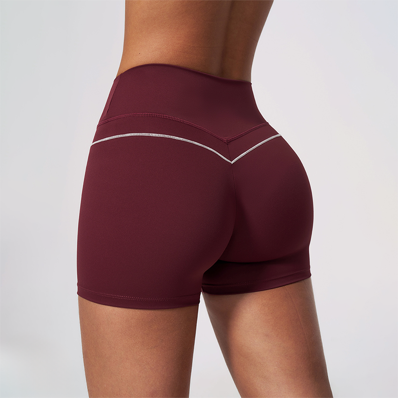 Wholesale Women's Brushed Yoga Shorts – Colorblock Tummy Control Butt Lift