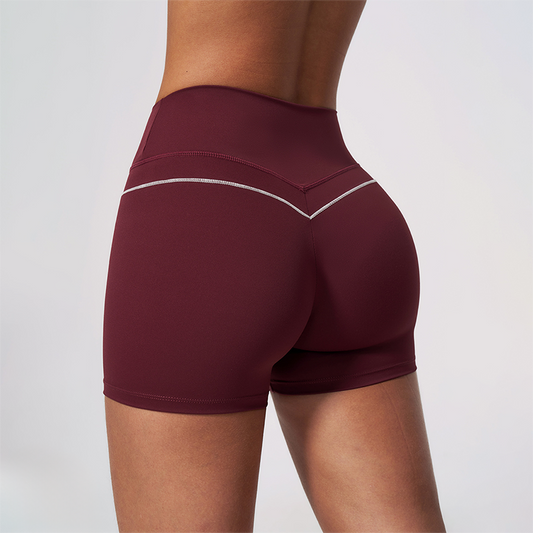 Wholesale Women's Brushed Yoga Shorts – Colorblock Tummy Control Butt Lift