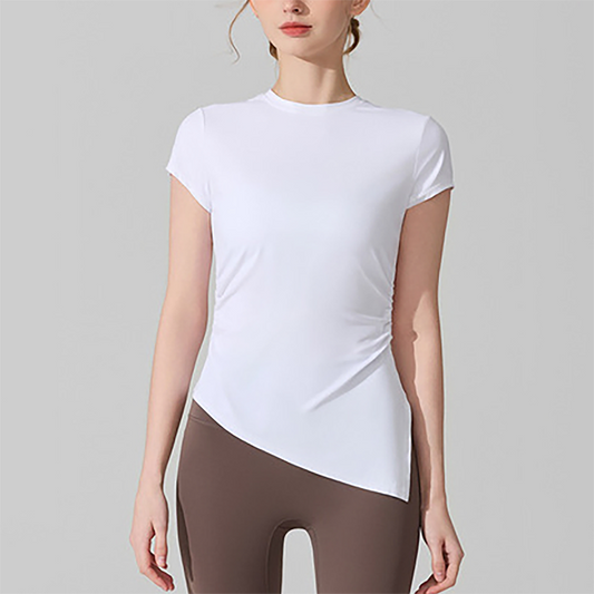 Wholesale Naked-Feel Slit-Hem Short Sleeve Yoga T-Shirt – Slim Fit Sports Top