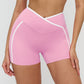 Women's contrasting color high-waisted athletic shorts
