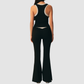 Wholesale Women's Polka Dot Pilates Set – Sleeveless Top & Flared Pants