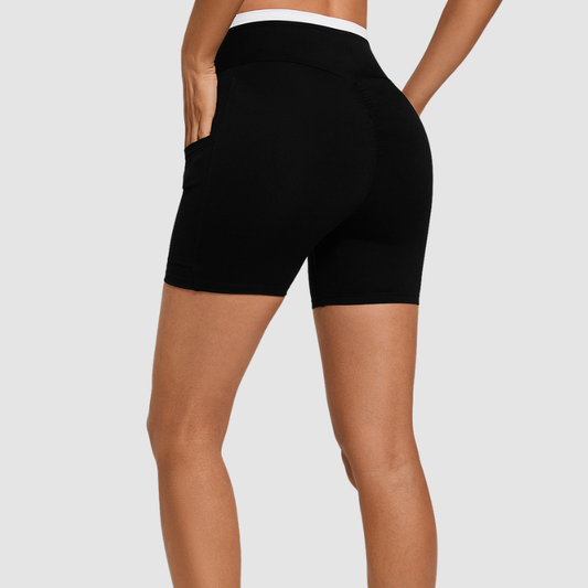 Wholesale Color-Block High-Waisted Cross-Waistband Shorts | Wonderxfans bulk activewear