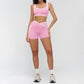 Women's contrasting color sports bra + high-waisted shorts 2-piece set