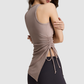 Wholesale Women's Ribbed Yoga Tank Top with Drawstring Hem & Side Slit – TX309