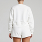 Wholesale solid color long sleeved sweatshirt+shorts set