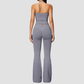 Wholesale Women's Seamless Yoga Set: Strappy Tank Top & Flare Pants – High-Stretch w/ Chest Pad