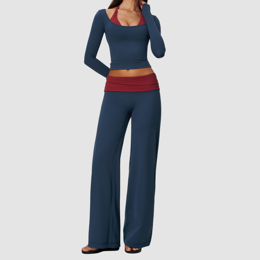 Wholesale Women’s Long-Sleeve Top & Wide-Leg Yoga Pants Set