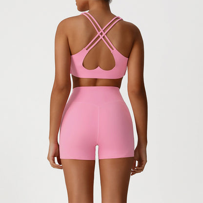 Cross-Back Sports Bra + Butt-Lifting Shorts 2-Piece Set
