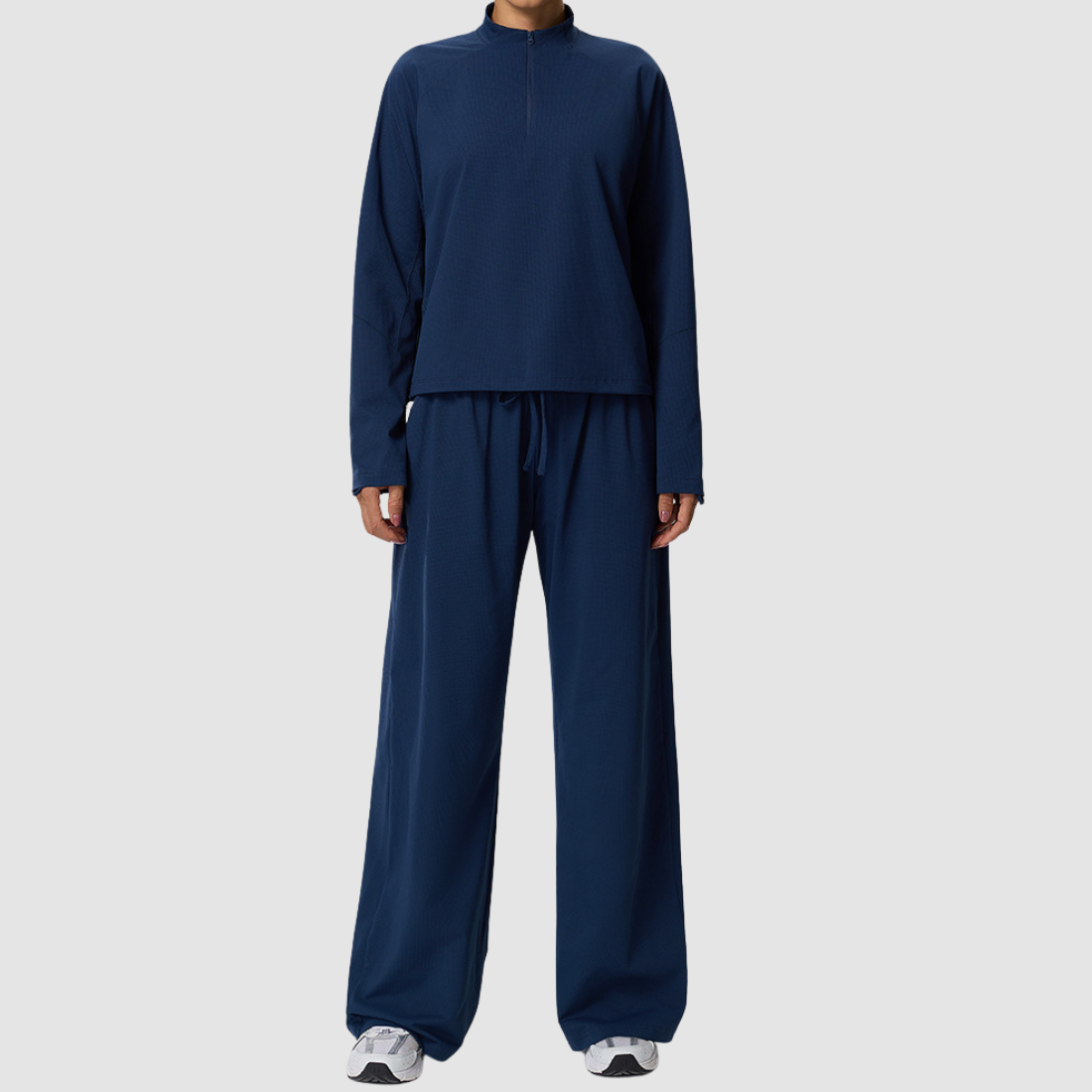Wholesale Women’s Waffle Knit Active Set – Stand-Collar Long Sleeve & Pants