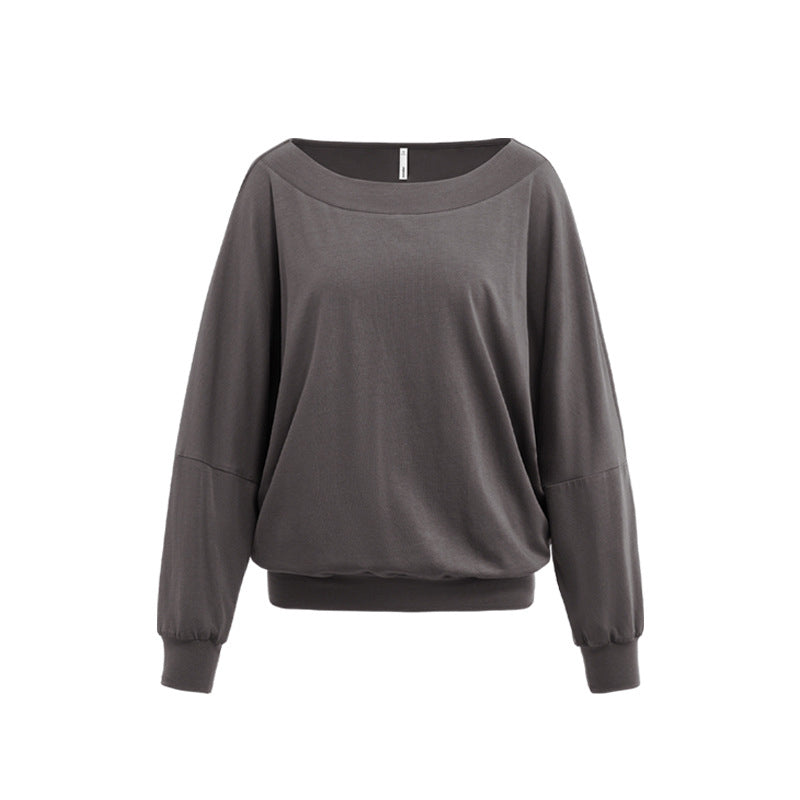 Slanted shoulder top with long sleeve T-shirt