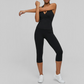 Wholesale V-neck halter top + high-waisted cropped pants set