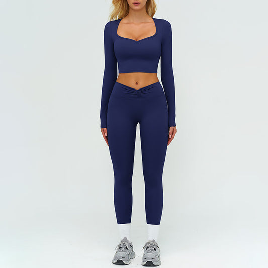 Wholesale Slim-fitting long-sleeved top + tight-fitting | Wonderxfans bulk activewear