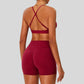Strap bra + high-waisted shorts 2-piece set