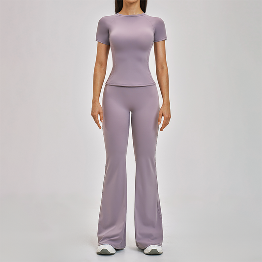 Wholesale Round Neck Short Sleeve Tank Top+High Waist pants 2-piece Set