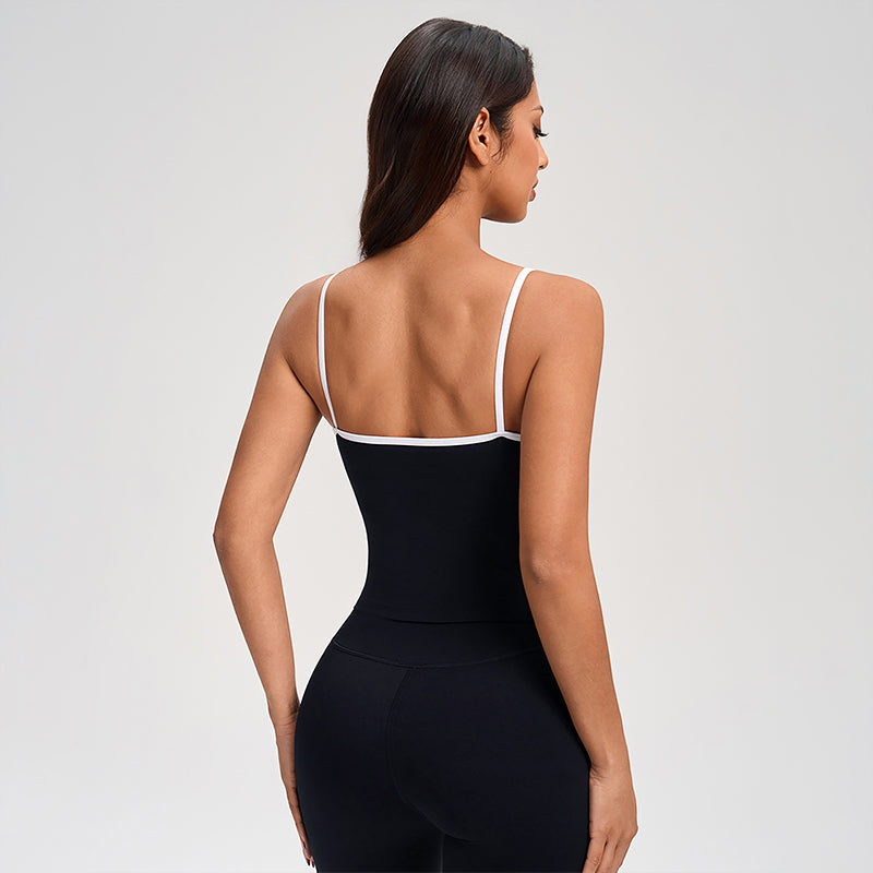Wholesale contrasting color open-back tank tops
