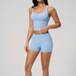 Wholesale Women's I-shape Back Tank Top & Booty-Lift Shorts Set – Seam-Detail Naked-Feel Yoga 2-Piece Set