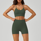 Crossover spaghetti strap bra & shorts sport sets