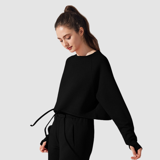 Wholesale Loose Drawstring Round Neck Yoga | Wonderxfans bulk activewear
