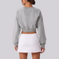 Wholesale Women's Button-Front Cropped Cardigan – Casual Athletic Zip-Up Sweatshirt Jacket