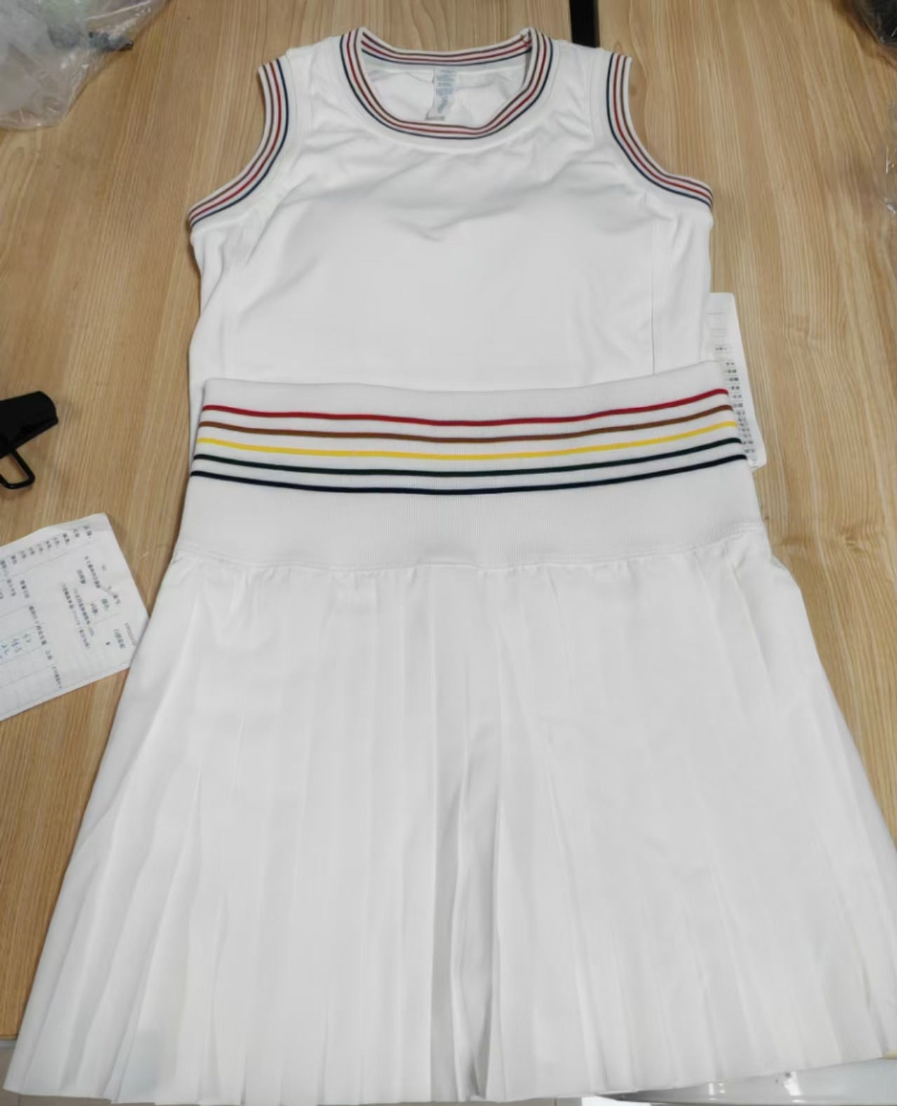 Color-Block Sleeveless Pleated set Dress