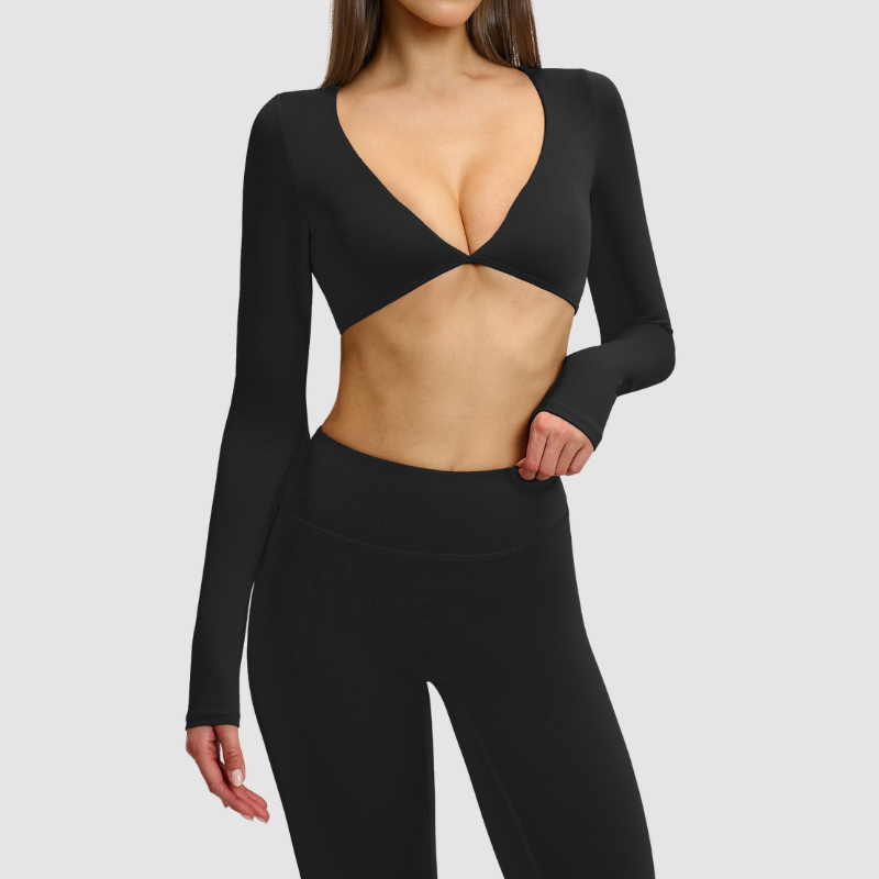 Wholesale Long Sleeve V-Neck Fashion Short | Wonderxfans bulk activewear